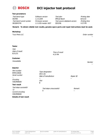 Rebuilt Diesel Injector 09-15 Mercedes Sprinter 3.0 190 OM642.896 898 CDI 2/3500