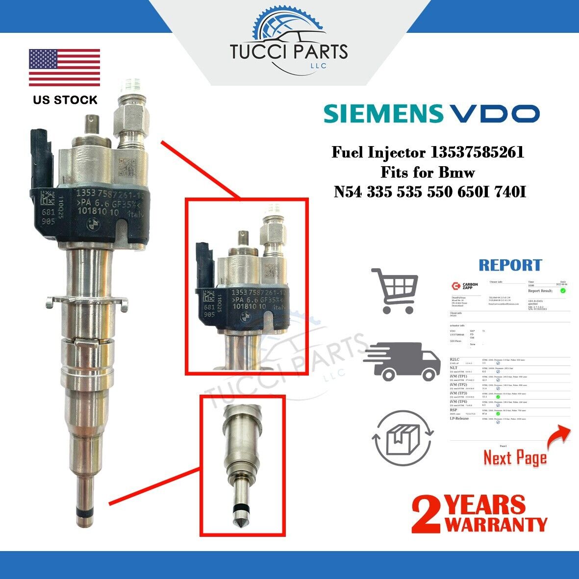 6x Fuel Injector N54 N63 BMW 135 335 535 550 750 X5 X6 13538616079