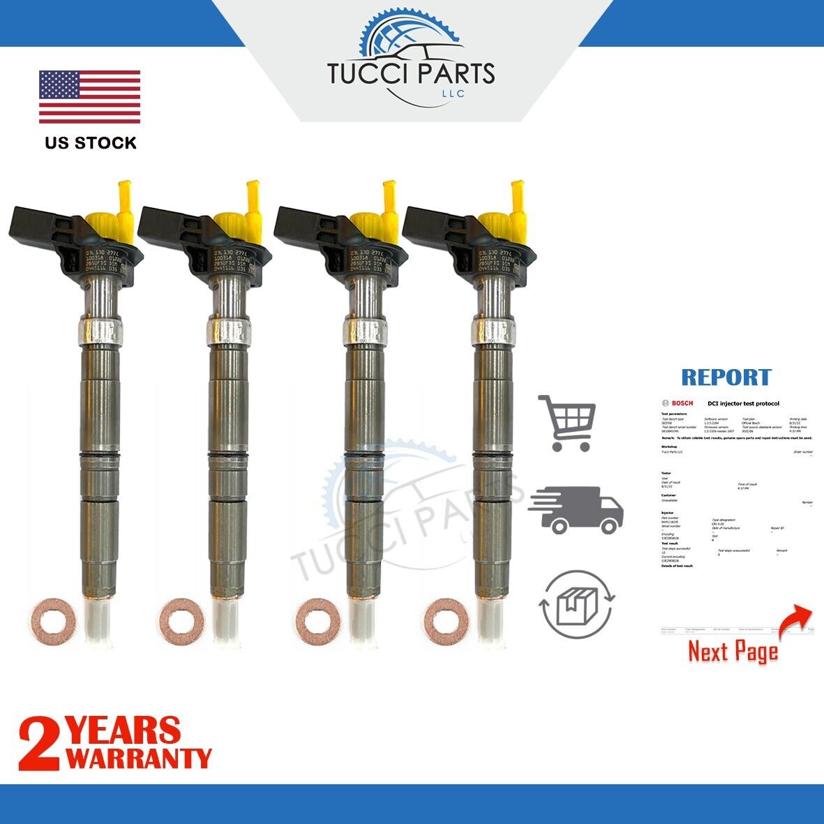 4x Bosch Fuel Injector for VW T5 Amarok 2,0 TDI Multivan 0445116035 03L130277C